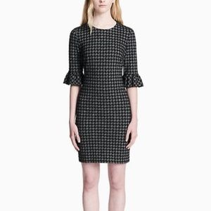 Calvin Klein | Houndstooth 3/4 Bell Sleeve Sheath Dress | size 6